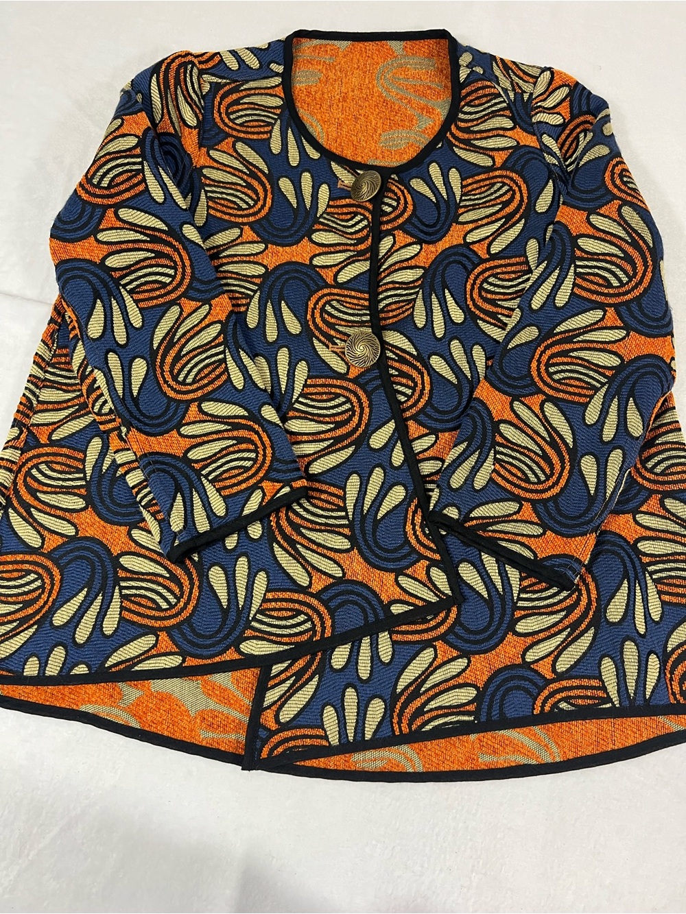 Women’s Patterned Orange & Blue Reversible Statement Jacket
